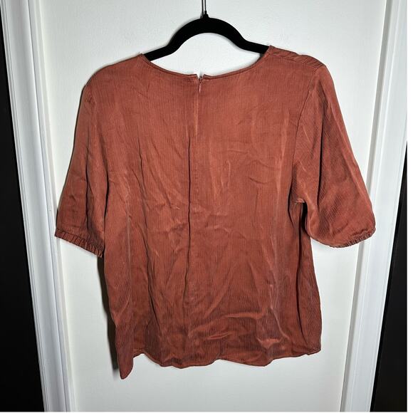 NEW Lost April Naked Zebra Rust Orange Blouse Size Medium Animal Print Marsala - Picture 5 of 6